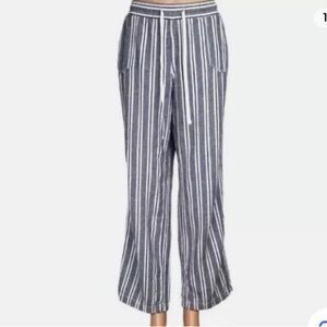 Cato Plus Size-Blue Striped Linen Pants w/ Elastic Waist and Pockets-Size 22/24